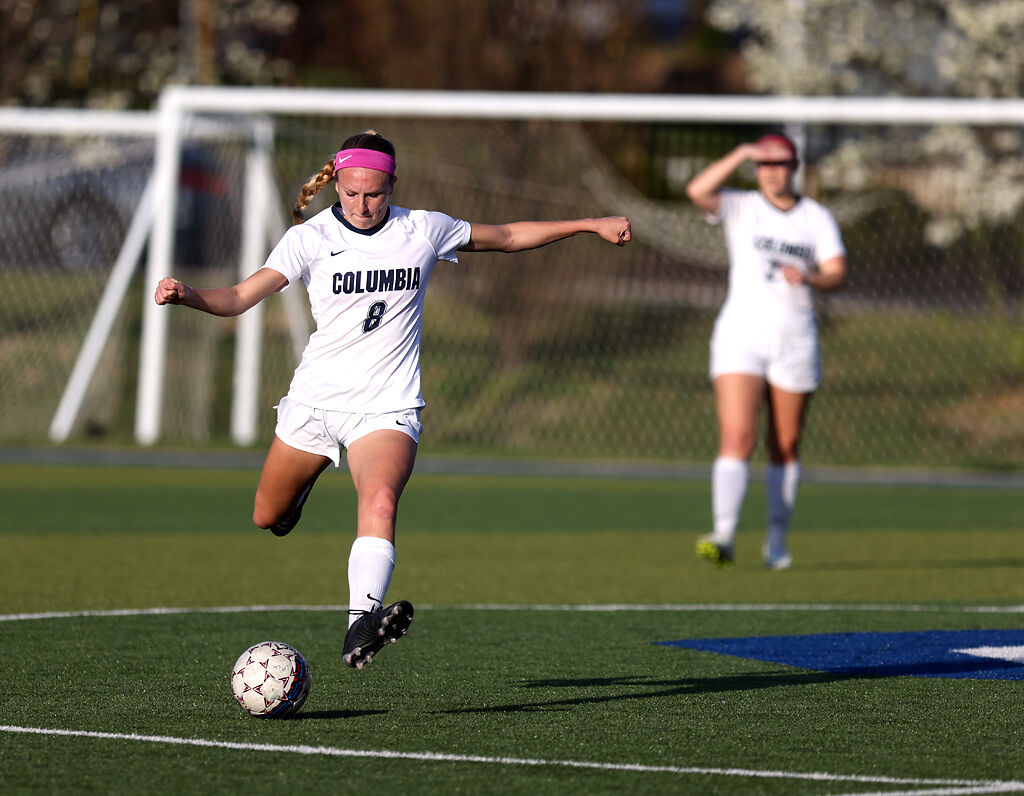 Abigail Meyer kicks the ball downfield